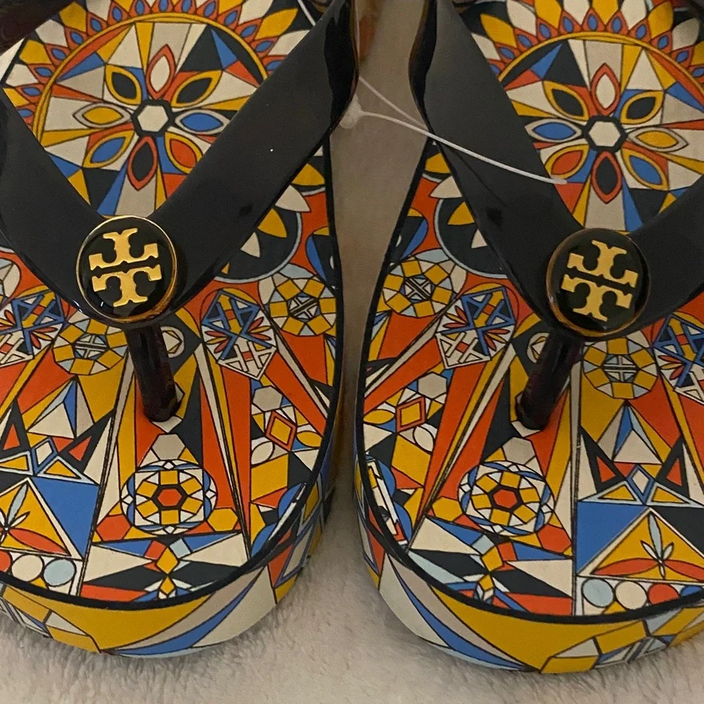 Tory Burch Mosaic Pattern Flip Flops